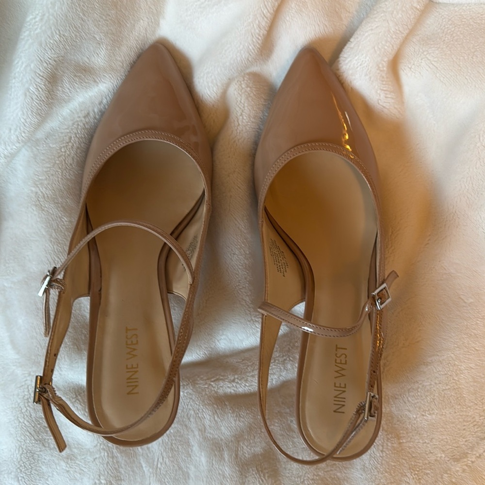 Nine West Heels - Shiny Beige Size 8 1/2